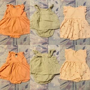 Set of 3 Carter’s Baby Girls 6M Spring Summer Bubble Rompers Bodysuits Onesies